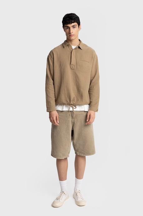 Herren Entspanntes Baumwoll-Langarmshirt mit Krawatten-Detail - Image 2