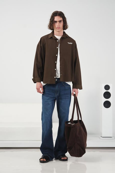 Herren Oversized Crop Baumwoll-Popeline-Hemd - Image 1