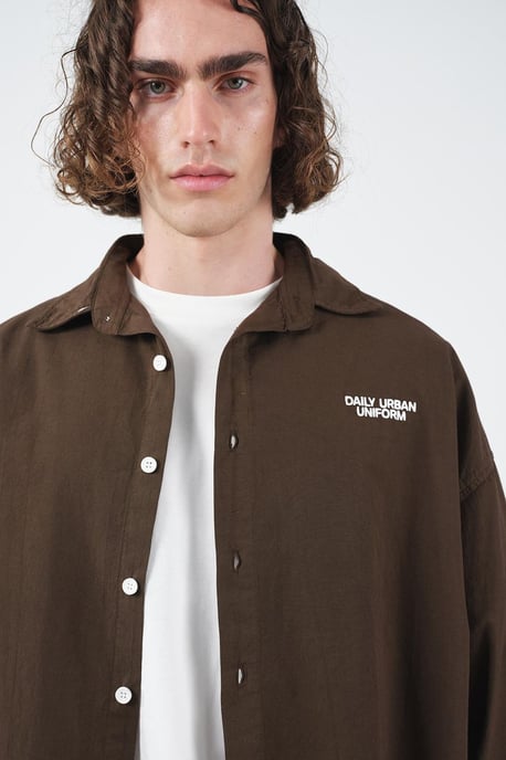 Herren Oversized Crop Baumwoll-Popeline-Hemd - Image 3