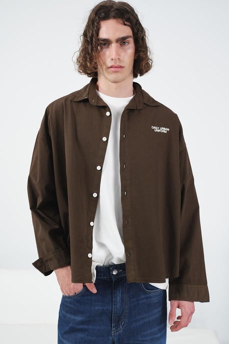 Herren Oversized Crop Baumwoll-Popeline-Hemd - Image 4