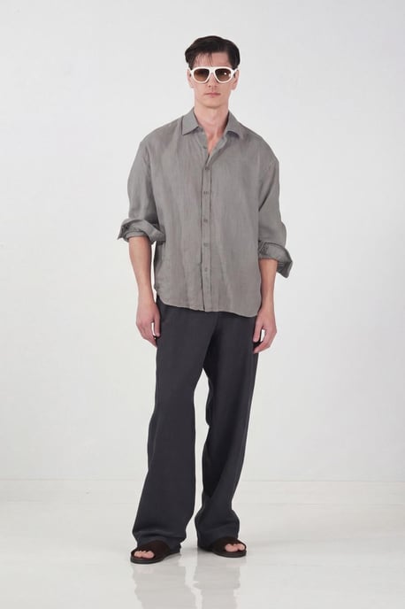 Übergrößen Leinenmischung Langarmshirt - Image 1