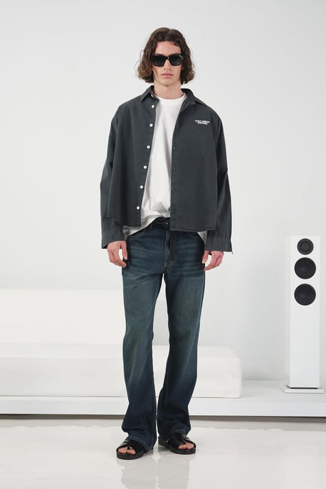 Übergroßes Baumwoll-Popeline Crop-Overshirt - Image 3