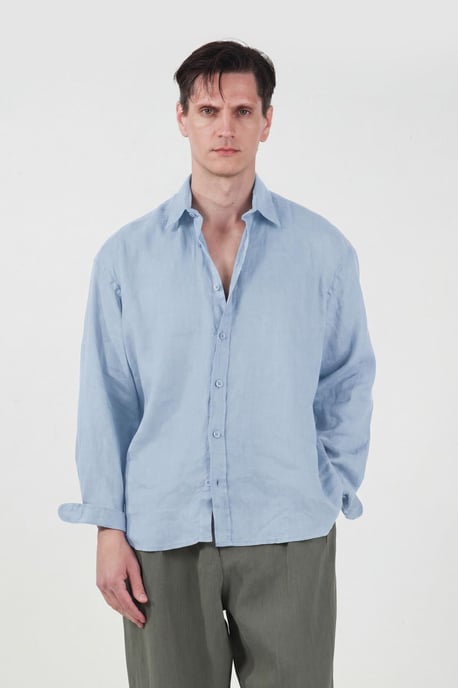 Herren Übergrößen Leinenmix-Hemd - Image 1