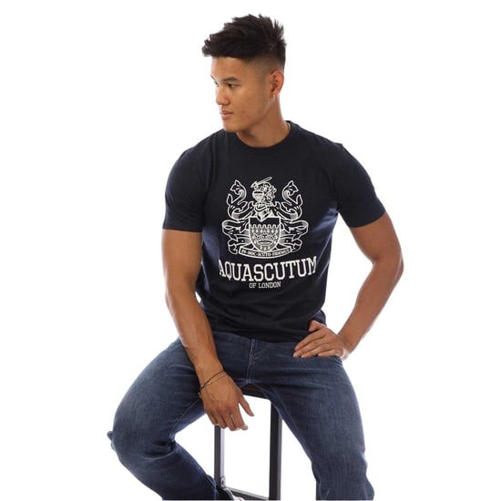 Aquascutum - T-Shirt für Herren, Rundhalsausschnitt (Schwarz/Weiß) - Image 3