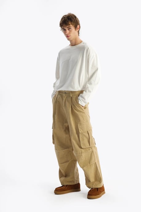 Herren Baumwoll-Gabardine Weitbeinige Hose - Image 3
