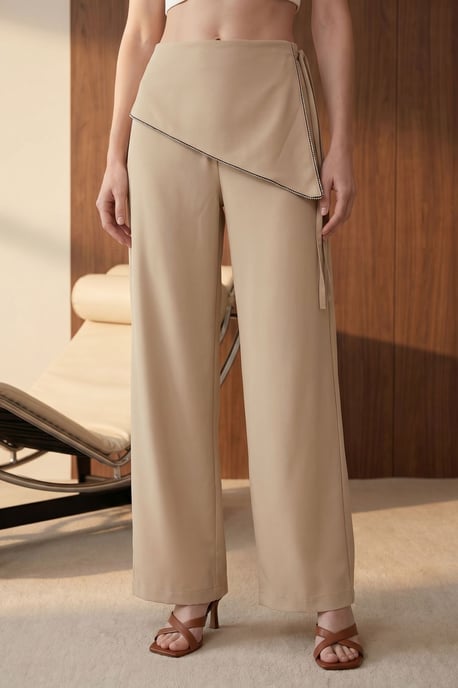 Hoch taillierte weite Crepe-Hosen - Image 2