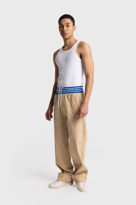 Herren Baumwoll-Popeline Weitbeinige Strickhose - Image 1