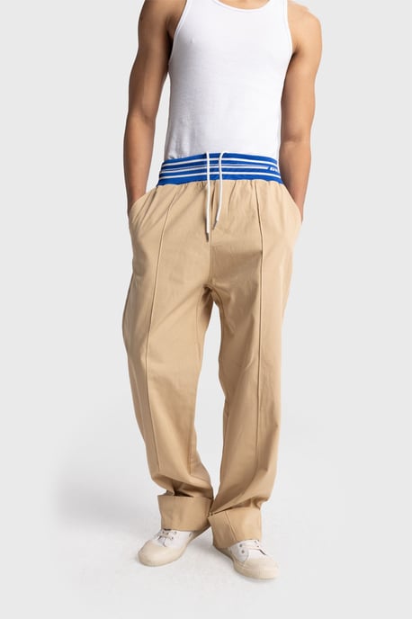 Herren Baumwoll-Popeline Weitbeinige Strickhose - Image 6