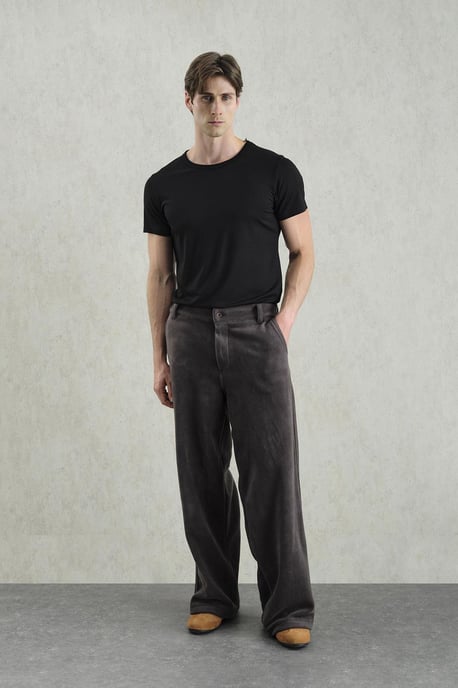 Herren Mid-Waist Weitbeinige Strickhose - Image 1