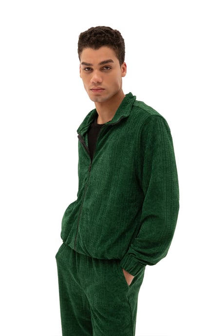 Herren Sweatshirt aus Samt mit Reißverschluss vorne - Image 2