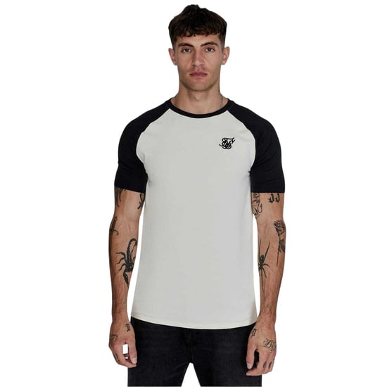 SikSilk - T-Shirt für Herren, Rundhalsausschnitt, Raglanärmel (Ecru/Schwarz) - Image 2