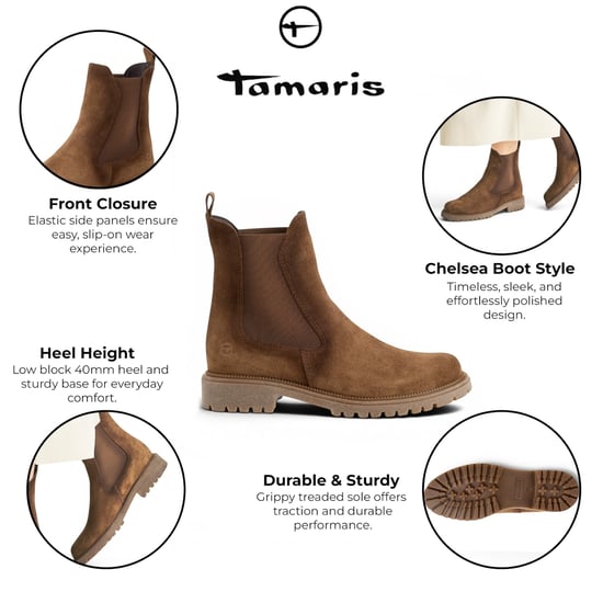 Tamaris Damen braune Leder-High-Chelsea-Knöchelstiefel – 25427-41 - Image 2