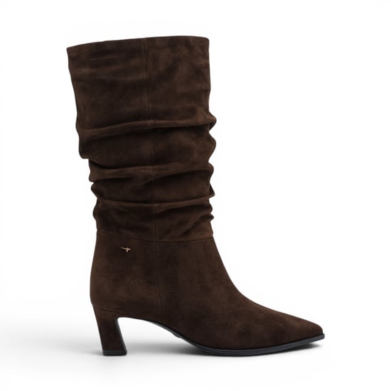 Tamaris Damen-Mocca Braune Wildleder-Langstiefel mit Absatz bis zur Mitte der Wade – 25308-47 - Image 1