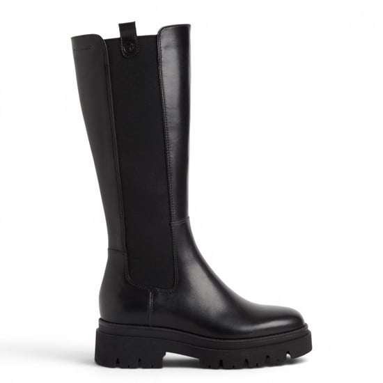 Tamaris Schwarze Lederstiefel mit kniehohem Plateauabsatz – 25608-41 - Image 1