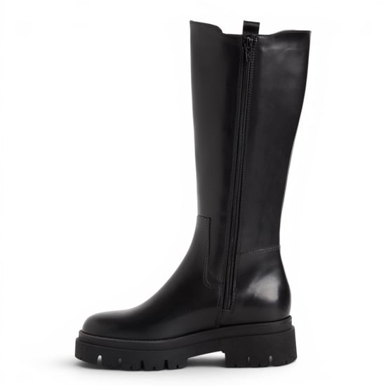 Tamaris Schwarze Lederstiefel mit kniehohem Plateauabsatz – 25608-41 - Image 3