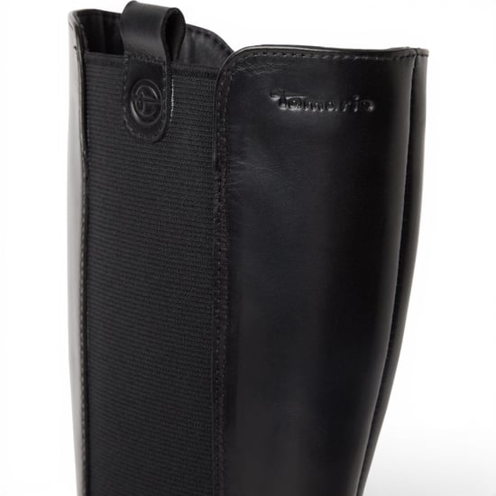Tamaris Schwarze Lederstiefel mit kniehohem Plateauabsatz – 25608-41 - Image 6