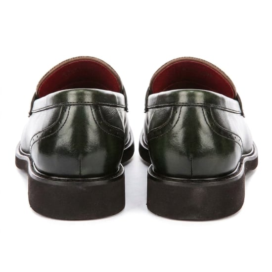 Justin Reess Herren grüne Leder Fischgrät Tweed Loafer Schuhe – Tristian - Image 5