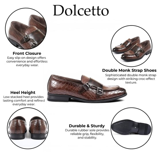 Braune vegane Lederschuhe mit doppeltem Monk Strap Loafer für Herren - Image 2