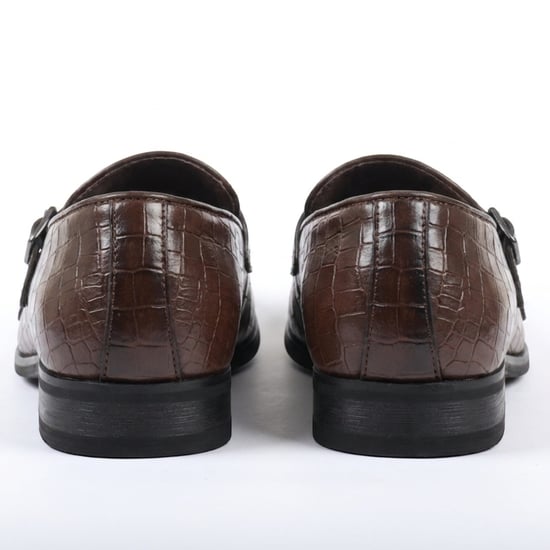 Braune vegane Lederschuhe mit doppeltem Monk Strap Loafer für Herren - Image 4