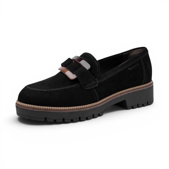 Tamaris Damen Schwarze Wildleder-Loafer Leder-Loafer Freizeitschuhe – 24722-43 - Image 4
