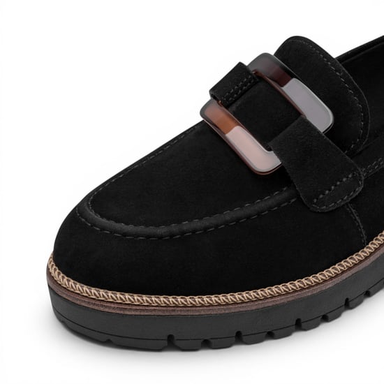 Tamaris Damen Schwarze Wildleder-Loafer Leder-Loafer Freizeitschuhe – 24722-43 - Image 5