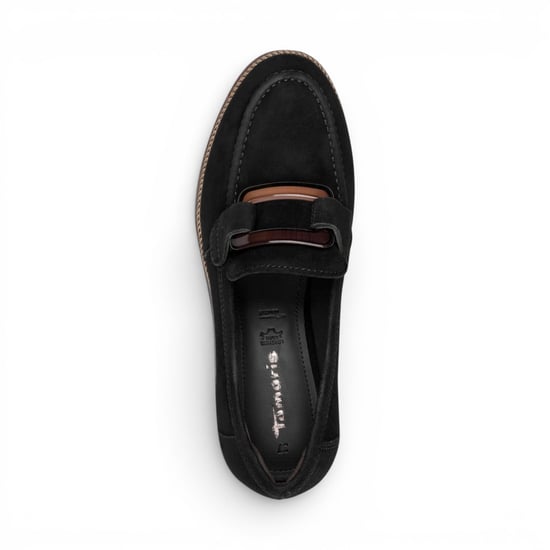 Tamaris Damen Schwarze Wildleder-Loafer Leder-Loafer Freizeitschuhe – 24722-43 - Image 6