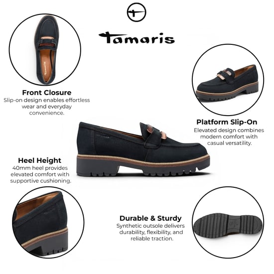 Tamaris Damen blaue Wildleder-Loafer Freizeitschuhe – 24722-43 - Image 2