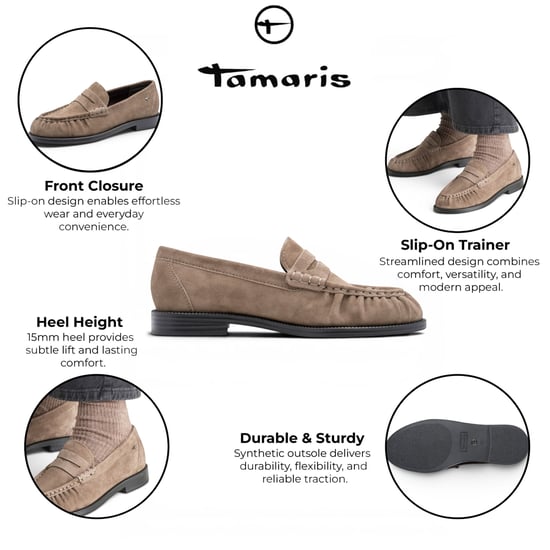 Tamaris Damen Beige Lederloafer Freizeitschuhe – 24251-47 - Image 2