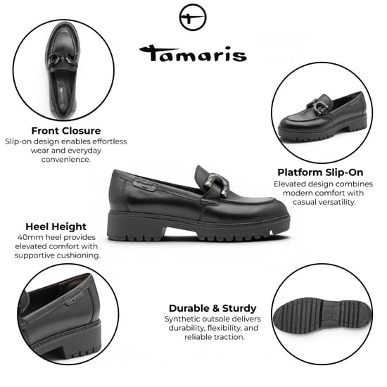 Tamaris Schwarze Leder-Loafer-Komfortschuhe für Damen – 24740-47 - Image 2