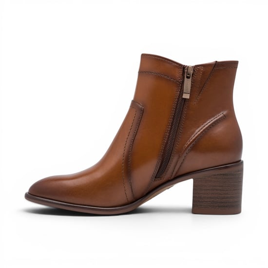 Tamaris Damen-Braun-Tan Lederstiefel mit Absatz – 25313-47 - Image 3