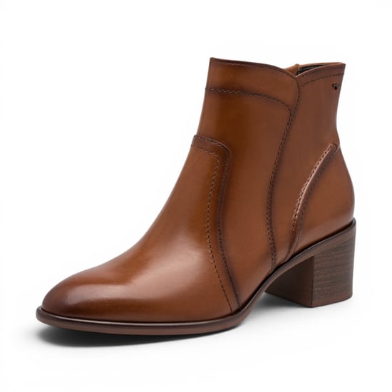 Tamaris Damen-Braun-Tan Lederstiefel mit Absatz – 25313-47 - Image 4
