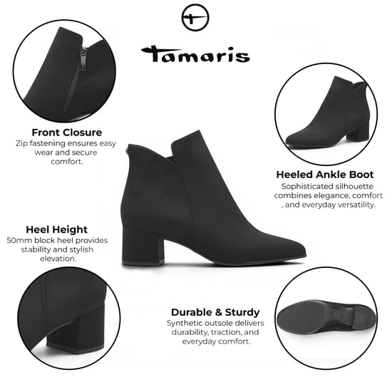 Tamaris Damen-Schwarze Kunstabsatz-Knöchelstiefel – 25354-43 - Image 2