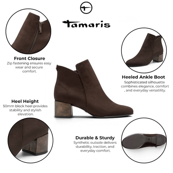 Tamaris Damen braune Faux-Heeled Knöchelstiefel – 25354-43 - Image 2