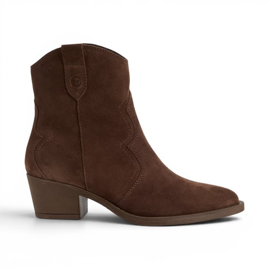 Tamaris Damen-Braune Wildleder-Cowboy-Wester-Knöchelstiefel – 25702-41 - Image 1