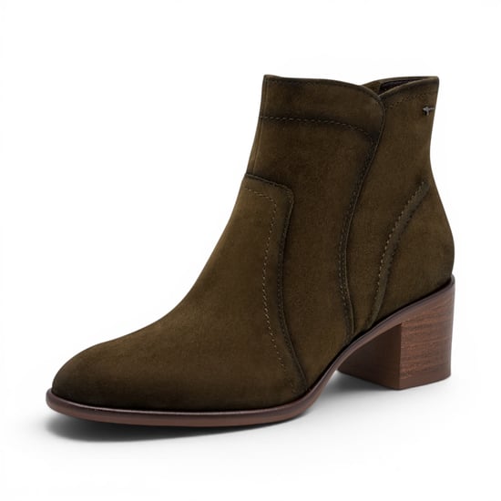 Tamaris olivgrüne Wildleder-Lederstiefel mit Absatz – 25313-47 - Image 4