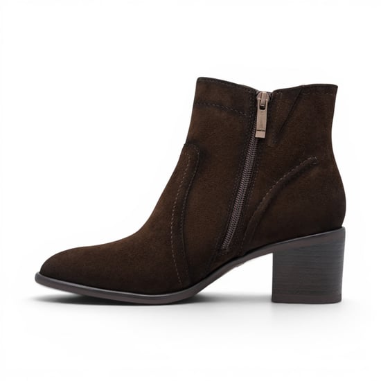 Tamaris Damen-Mocca Braune Wildlederlederstiefel mit Absatz – 25313-47 - Image 3