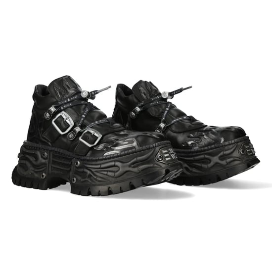 New Rock Black Leather Gothic Biker Platform-Knöchelstiefel – NEWWALL020-C4 - Image 4