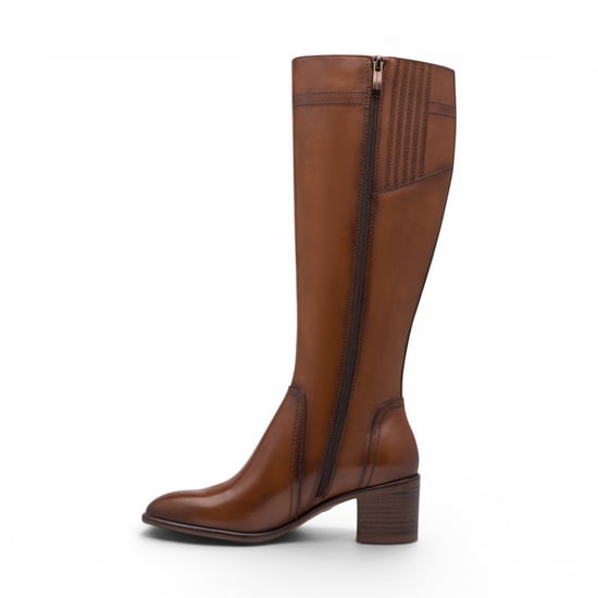 Tamaris Damen braune Leder-Reitstiefel mit kniehohem Absatz – 25576-47 - Image 3
