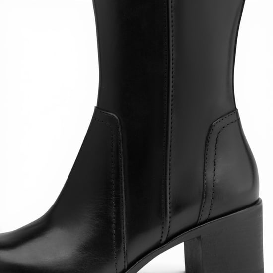 Tamaris Damen Schwarze Leder-Reitstiefel mit kniehohem Absatz – 25576-47 - Image 5