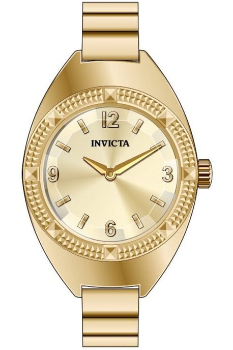 Invicta Mini Ring Watch 50641 Damenuhr - Quarzwerk - Edelstahl mit goldenem Zifferblatt - 20 mm - Image 1