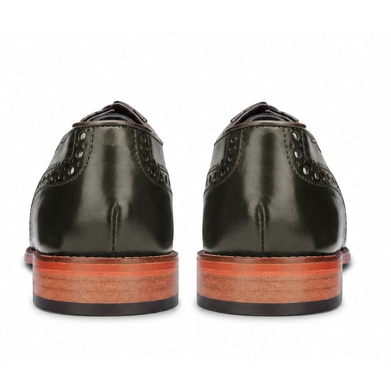 Justin Reess Herren grüne Leder-Kreuzstich mit Fußkappe Oxford-Schuhe – Jett - Image 4