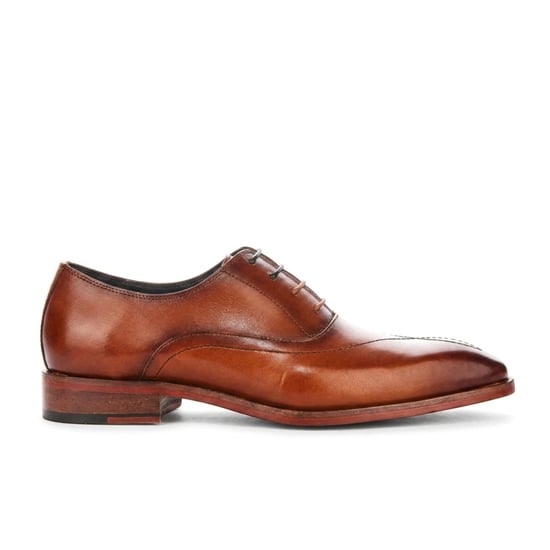 Justin Reess Herren beige Leder-Kreuzstich mit Fußkappe Oxford-Schuhe – Jett - Image 1
