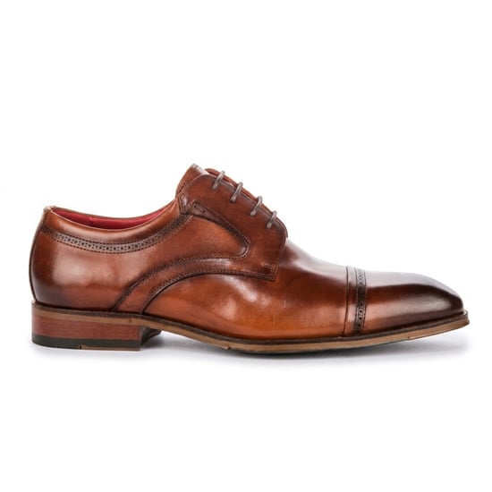 Justin Reess Herren polierte braune Leder-Cap-Toe-Derby-Schuhe – Everett - Image 1
