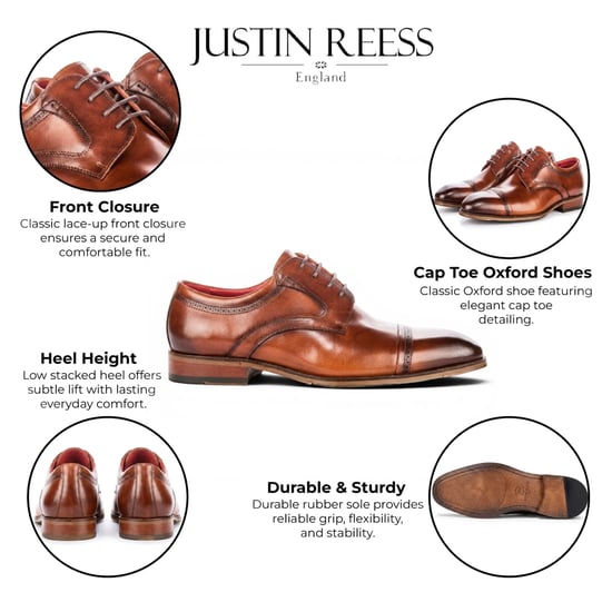 Justin Reess Herren polierte braune Leder-Cap-Toe-Derby-Schuhe – Everett - Image 2