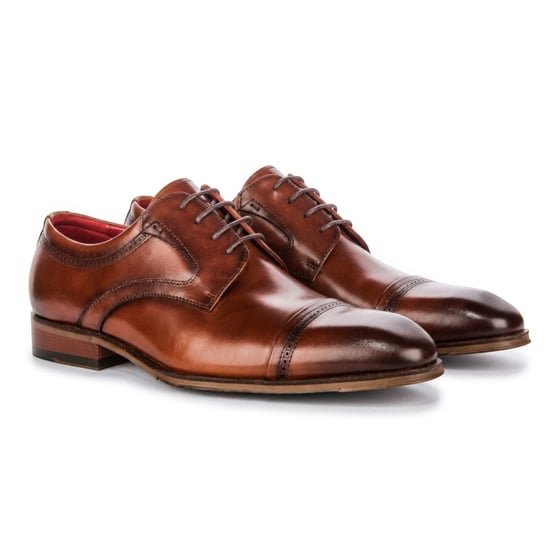 Justin Reess Herren polierte braune Leder-Cap-Toe-Derby-Schuhe – Everett - Image 3