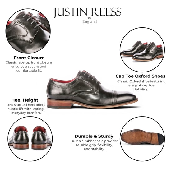 Justin Reess Herren polierte schwarze Leder-Cap-Toe-Derby-Schuhe – Everett - Image 2