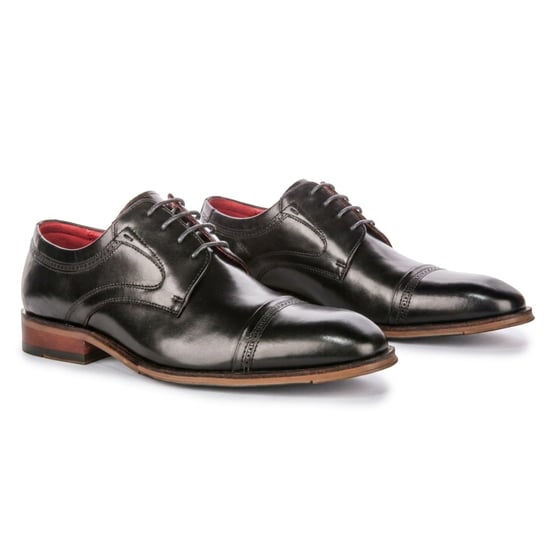 Justin Reess Herren polierte schwarze Leder-Cap-Toe-Derby-Schuhe – Everett - Image 3