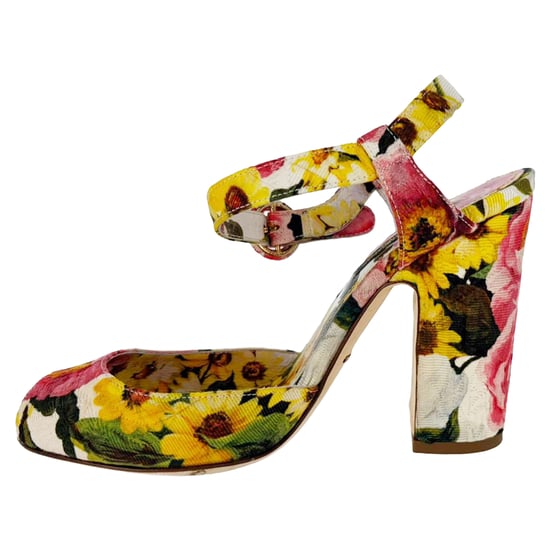 Dolce & Gabbana Floral-Print Peeptoe Sandalen in mehrfarbigem Canvas - Image 3