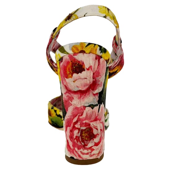 Dolce & Gabbana Floral-Print Peeptoe Sandalen in mehrfarbigem Canvas - Image 4