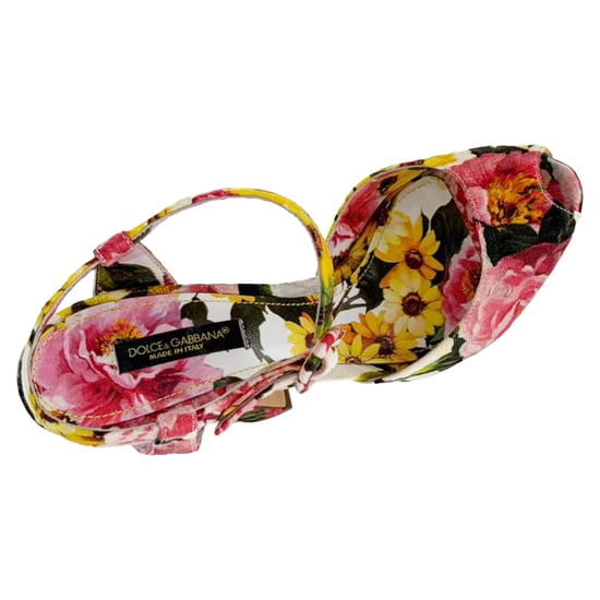 Dolce & Gabbana Floral-Print Peeptoe Sandalen in mehrfarbigem Canvas - Image 6
